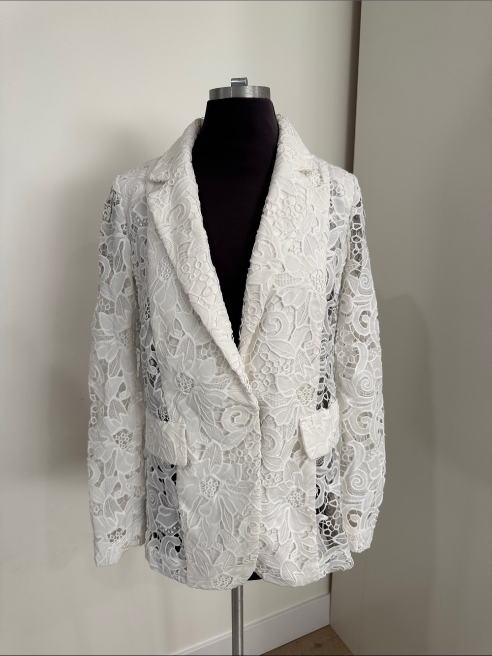 Ungaro White Floral Lace Blazer Jacket